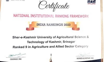 SKUAST-K 9th best agri institute