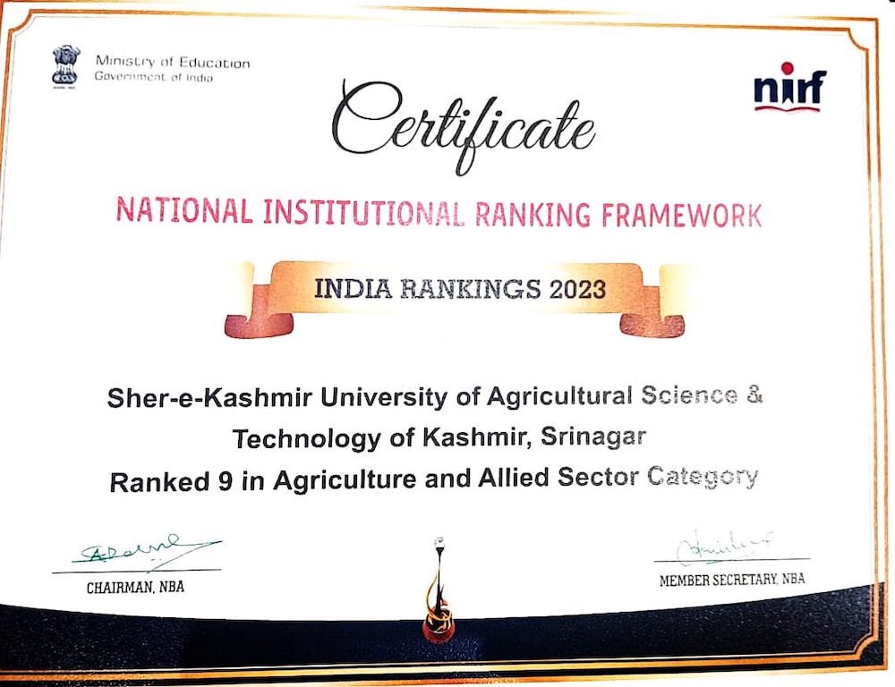 SKUAST-K 9th best agri institute